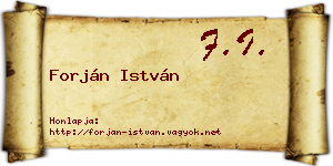 Forján István névjegykártya